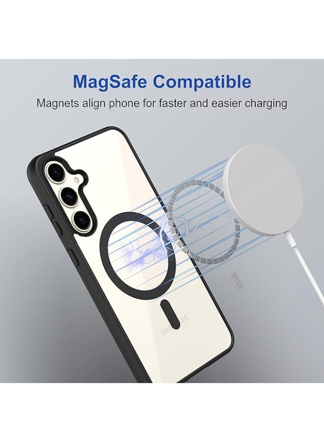 جراب مغناطيسي لهاتف سامسونج جالاكسي S25 FE، متوافق مع MagSafe، غطاء مقاوم للخدش والصدمات مصنوع من البولي كربونات غير اللامع الشفاف لهاتف سامسونج جالاكسي S25 FE، أسود - Image 4